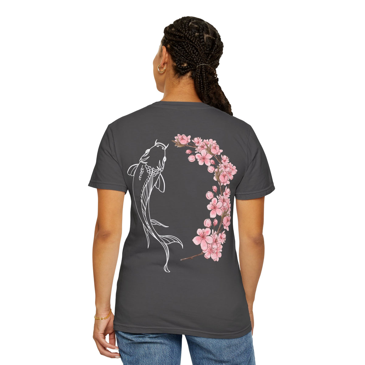 Cool Koi Design with Pink Flowers