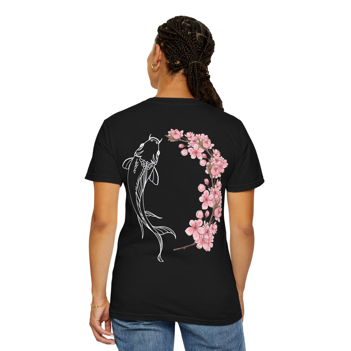 Cool Koi Design with Pink Flowers