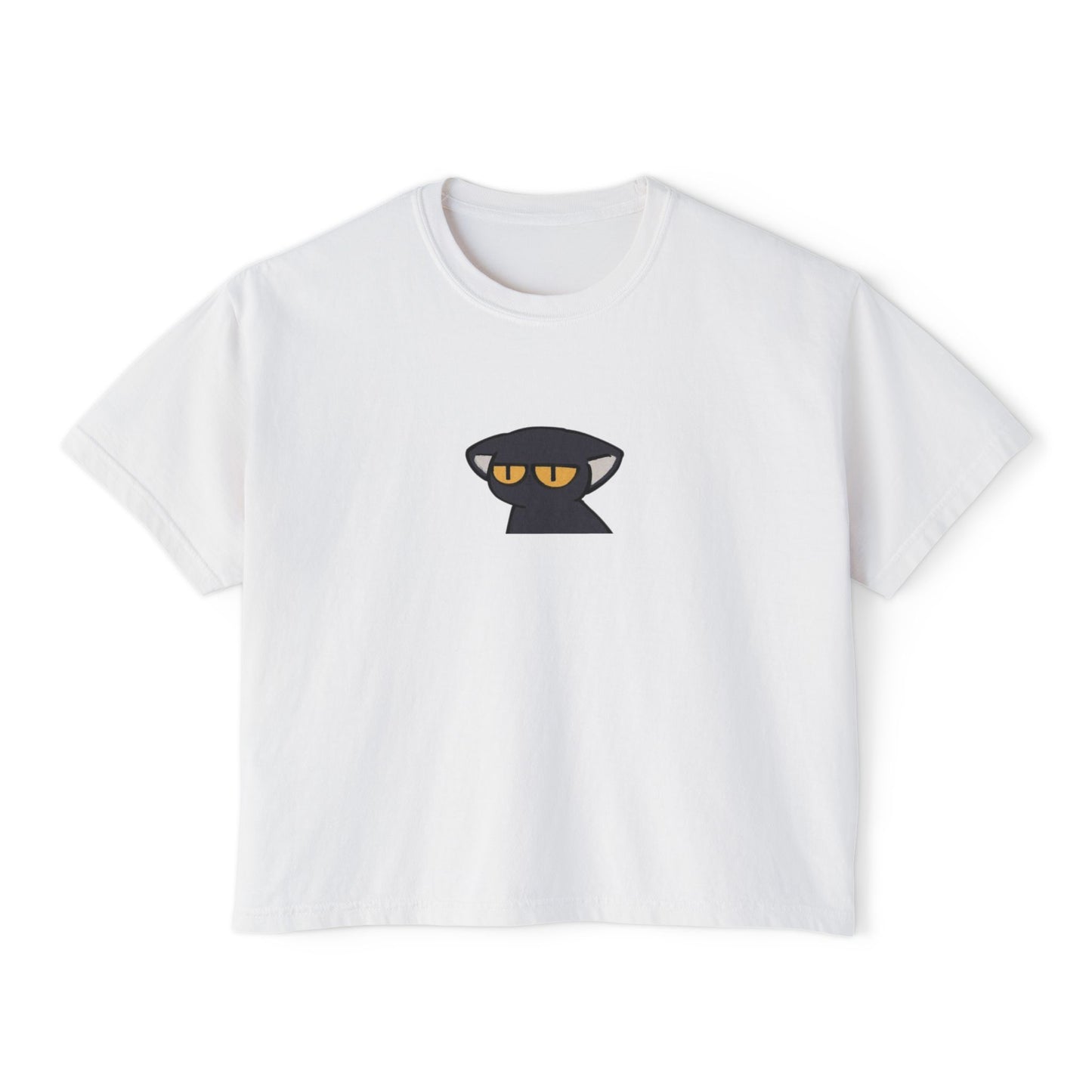 Crop Tee Black Cat Graphic Women's Boxy Tee