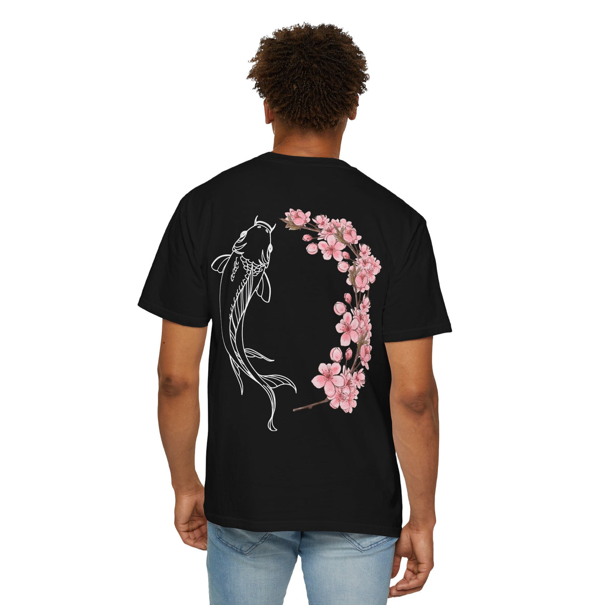 Cool Koi Design with Pink Flowers