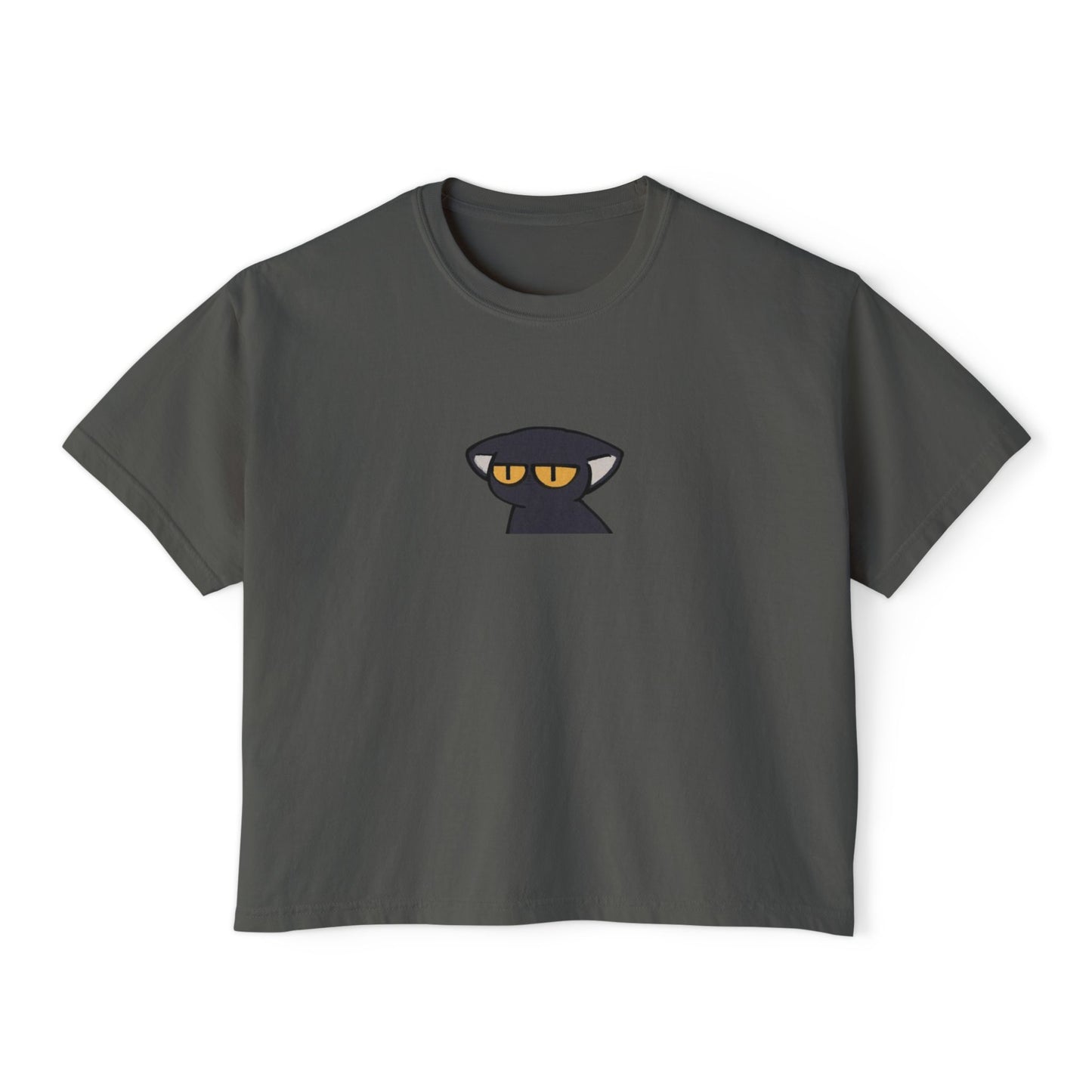 Crop Tee Black Cat Graphic Women's Boxy Tee