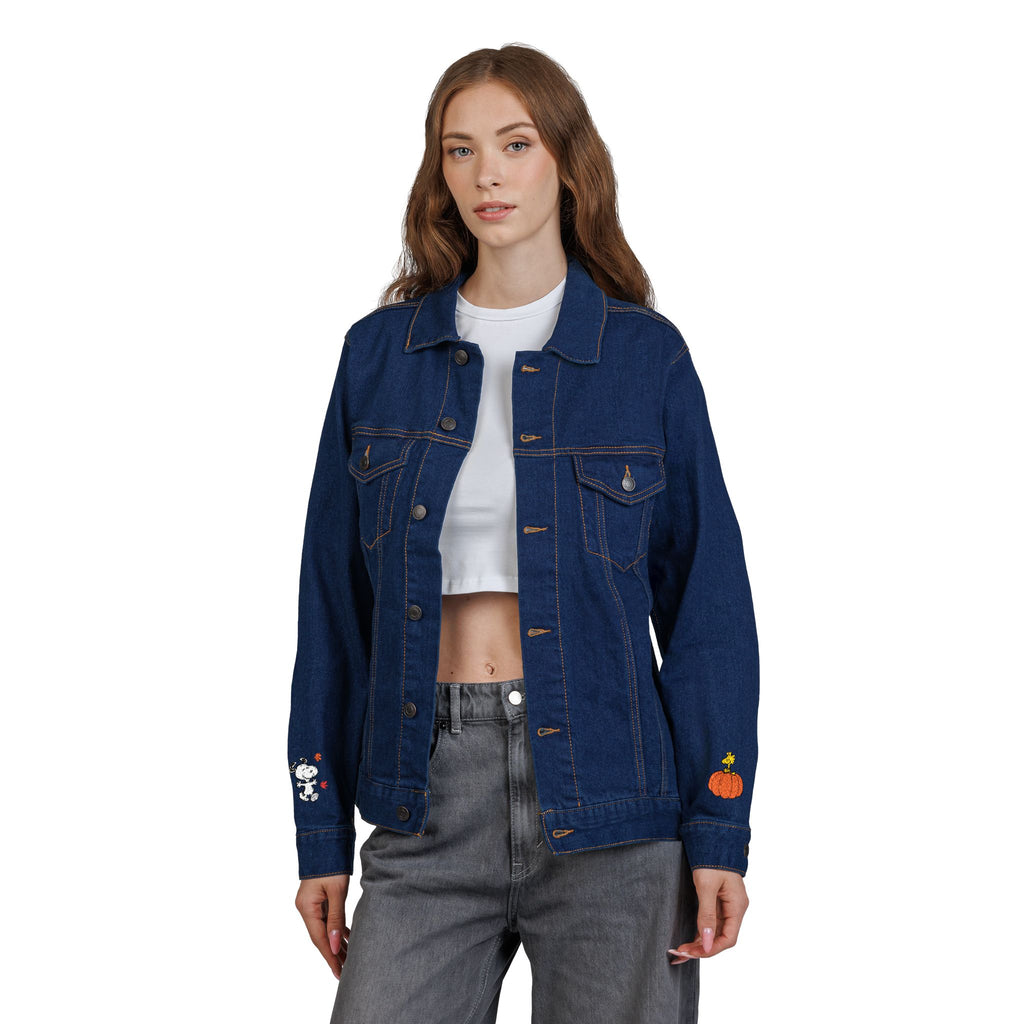 Embroidered Snoopy Unisex Denim Jacket - Fall Theme