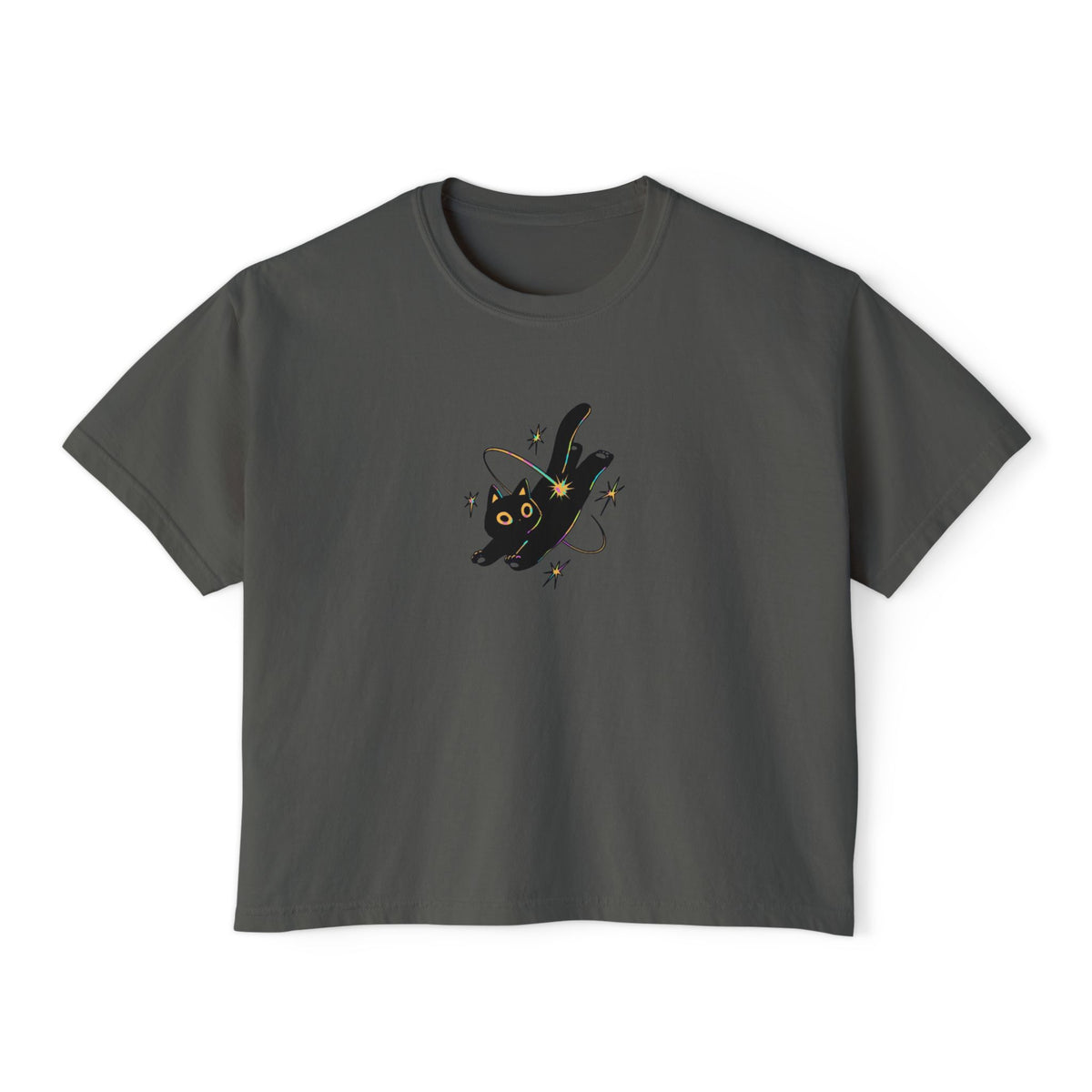 Crop Tee Space Cat Graphic Women's Boxy Tee