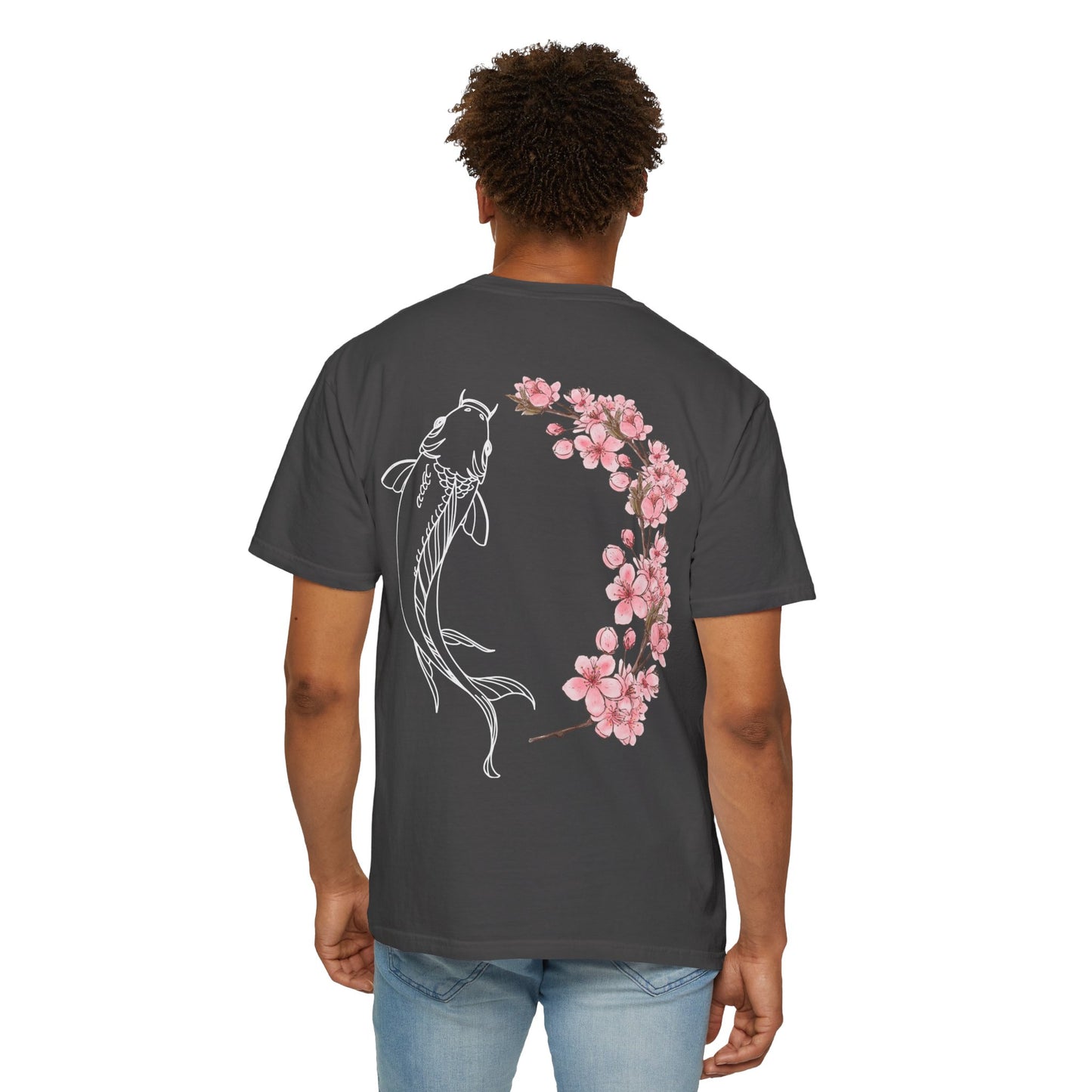 Cool Koi Design with Pink Flowers