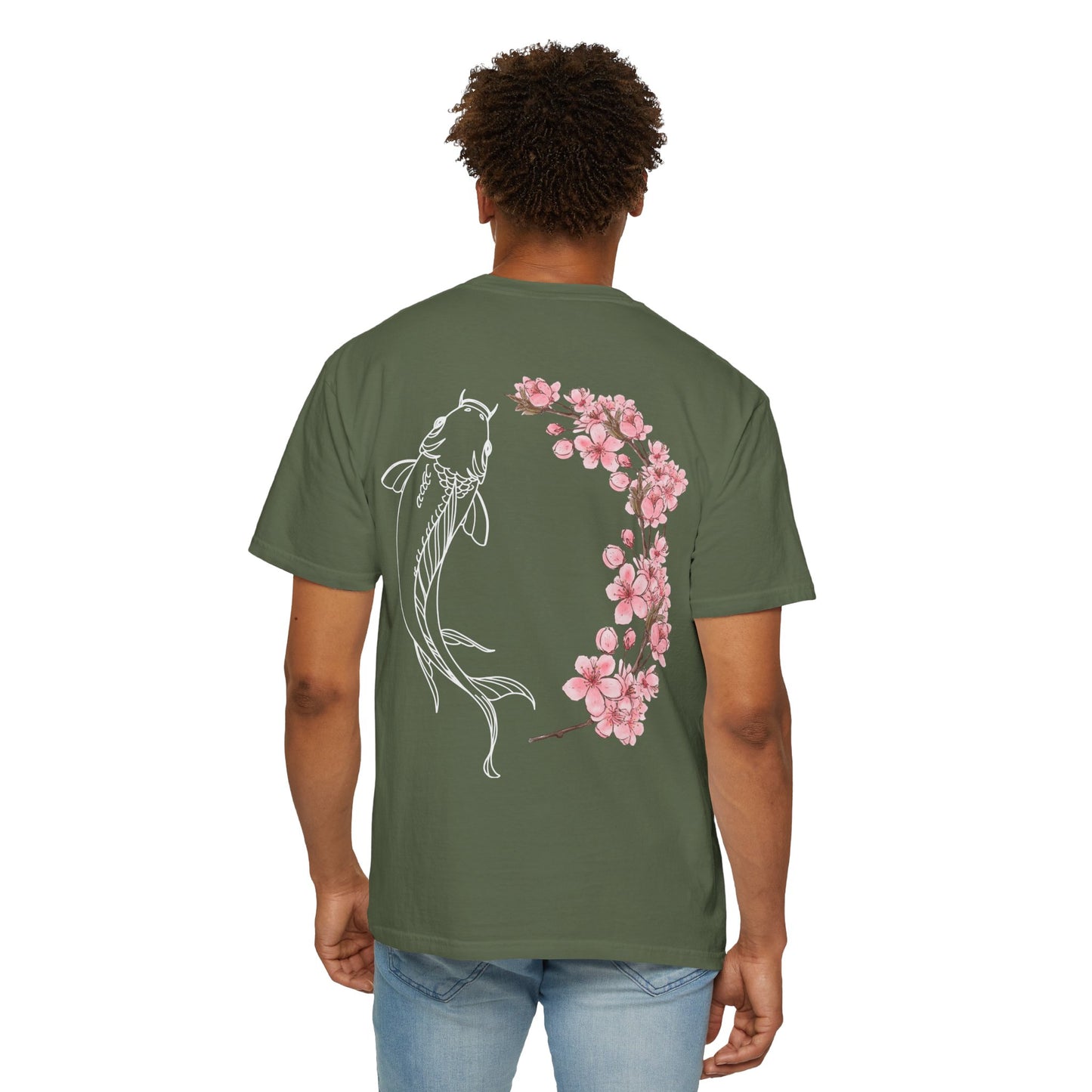 Cool Koi Design with Pink Flowers