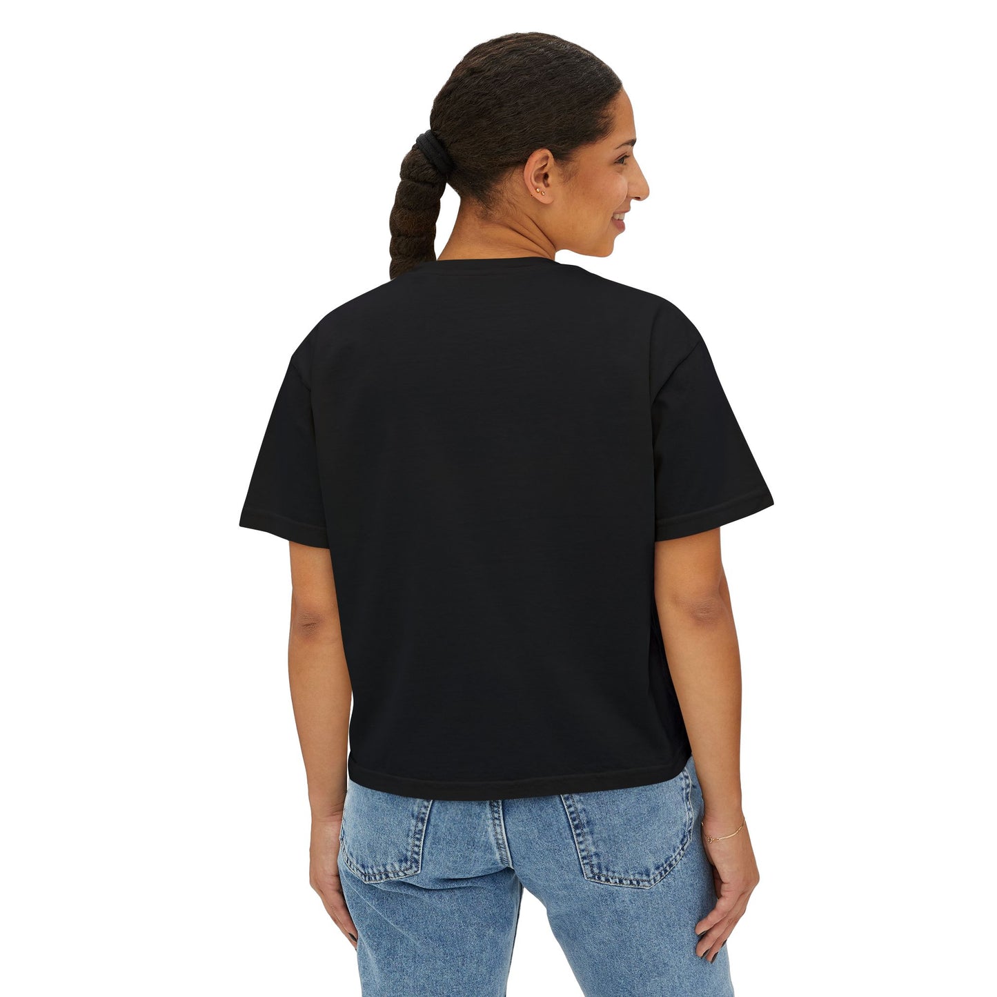Crop Tee Black Cat Graphic Women's Boxy Tee