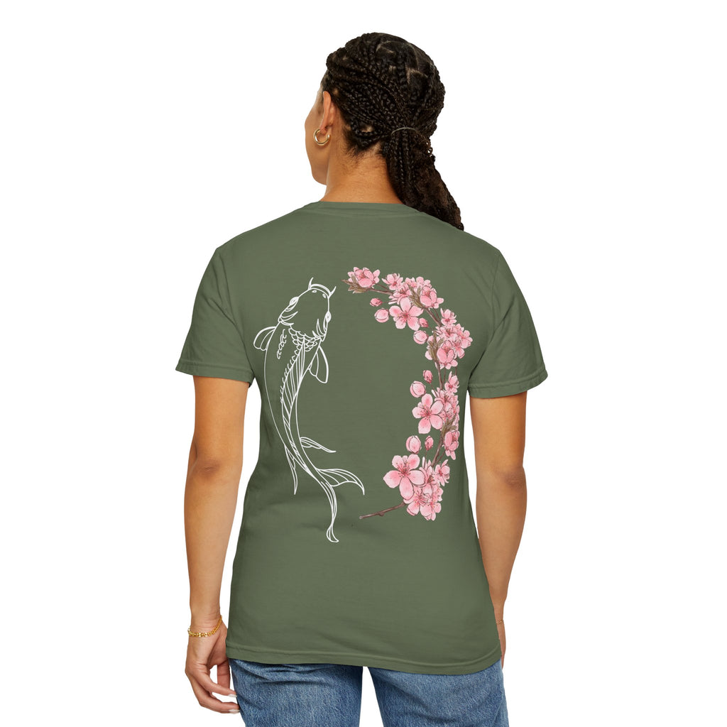 Cool Koi Design with Pink Flowers
