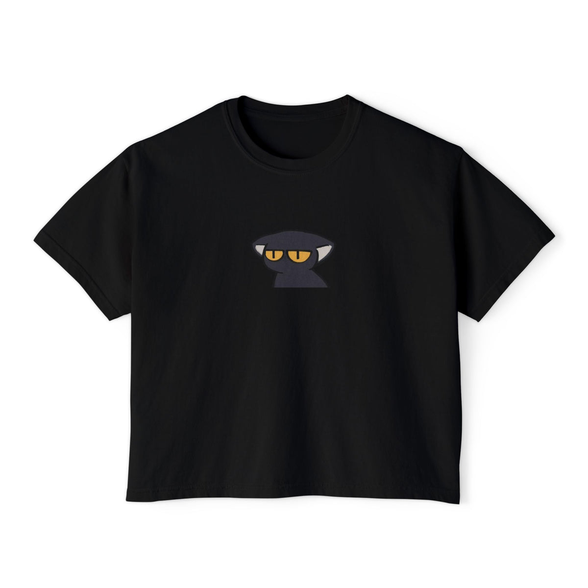 Crop Tee Black Cat Graphic Women's Boxy Tee